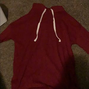 Burgundy long sleeve sweater with hood